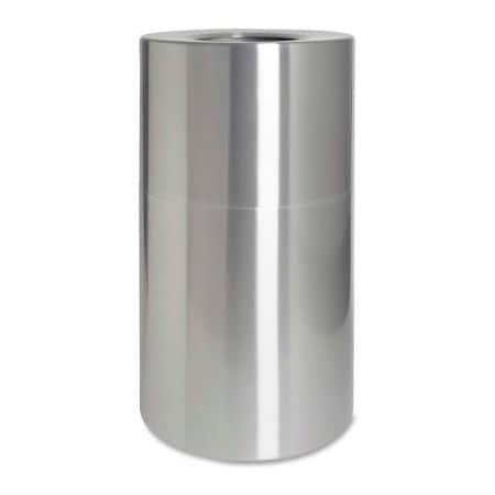 Sp Richards Genuine Joe Aluminum Round Weather Resistant Trash Can W/Open Flat Top, 35 Gallon, Silver GJO58893